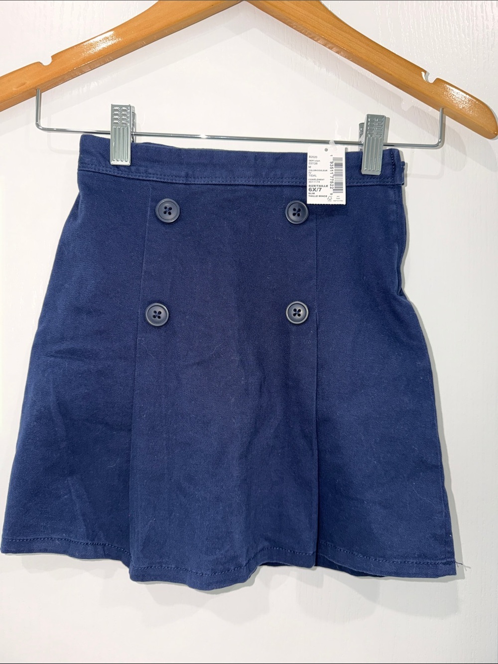 The Children’s Place Classic Navy Button-Front A-Line Skirt size 6x/7 NWT